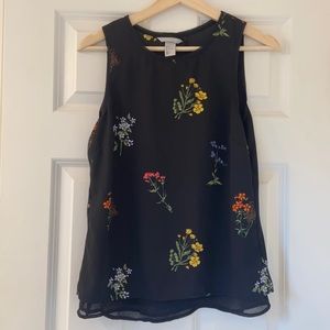H&M Black Floral Tank Top